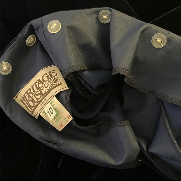 Vintage 90s Heritage House Dark Blue Velvet Holiday Christmas Festive Maxi dress - Picture 3 of 11